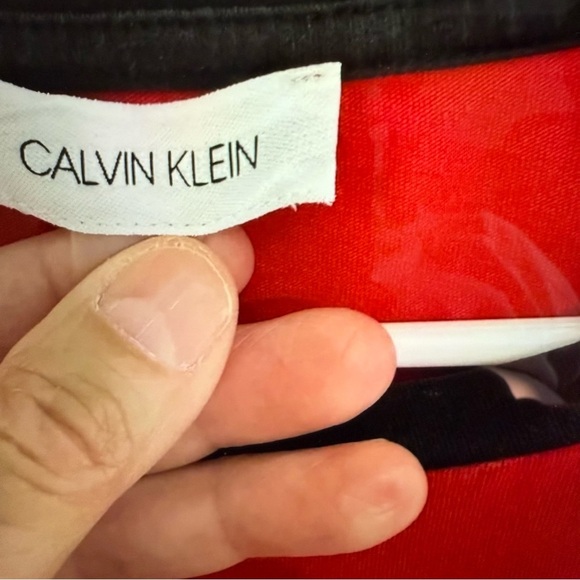 Calvin Klein Vibrant Red mini dress with Black Trim - Picture 3 of 5